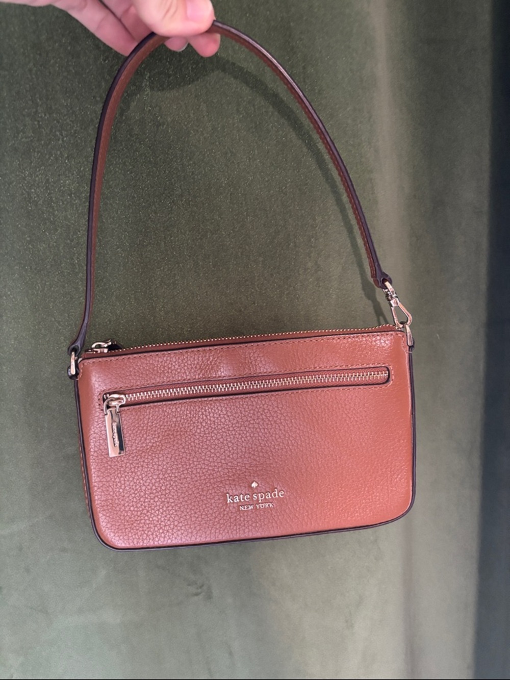 kate spade Brown Pebbled Leather Shoulder Bag Or Wristlet